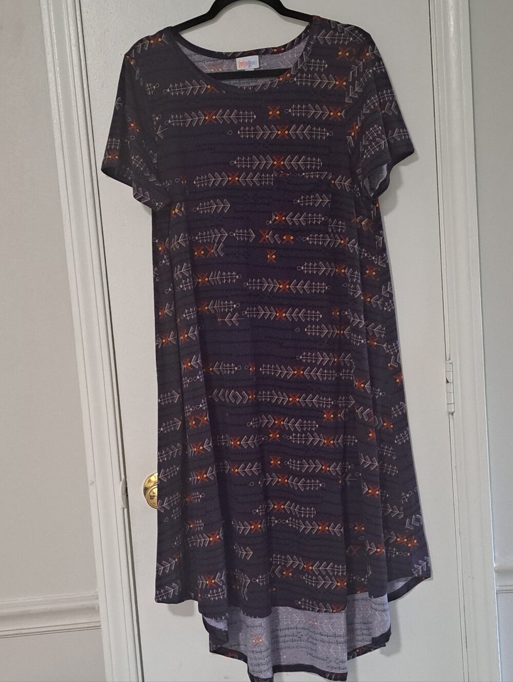 LuLaRoe High-Low Short Sleeve Tribal Print Dress  EUC